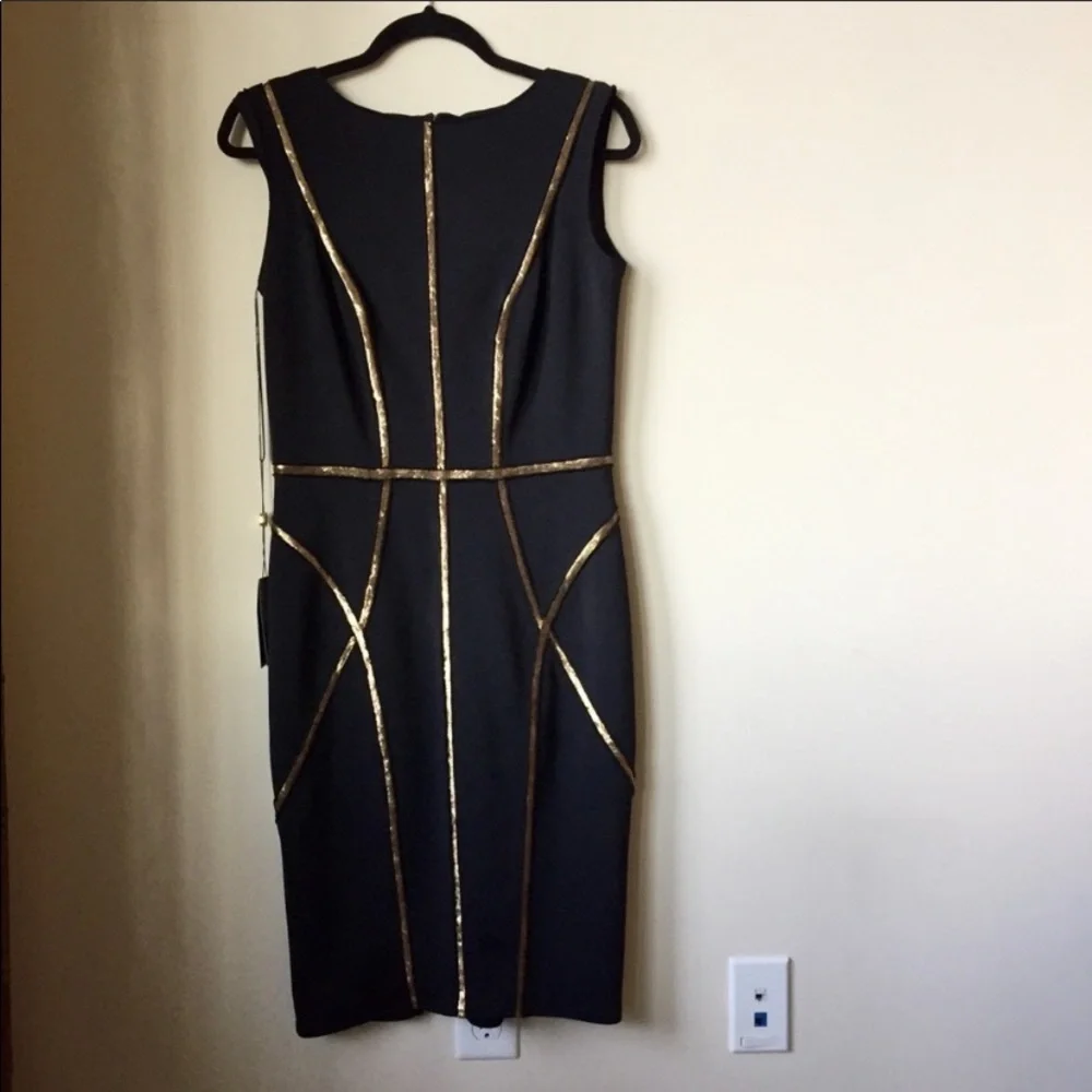 - Tadashi shoji sequin trim sheath neoprene dress classy wedding minimalist - Picture 4 of 5